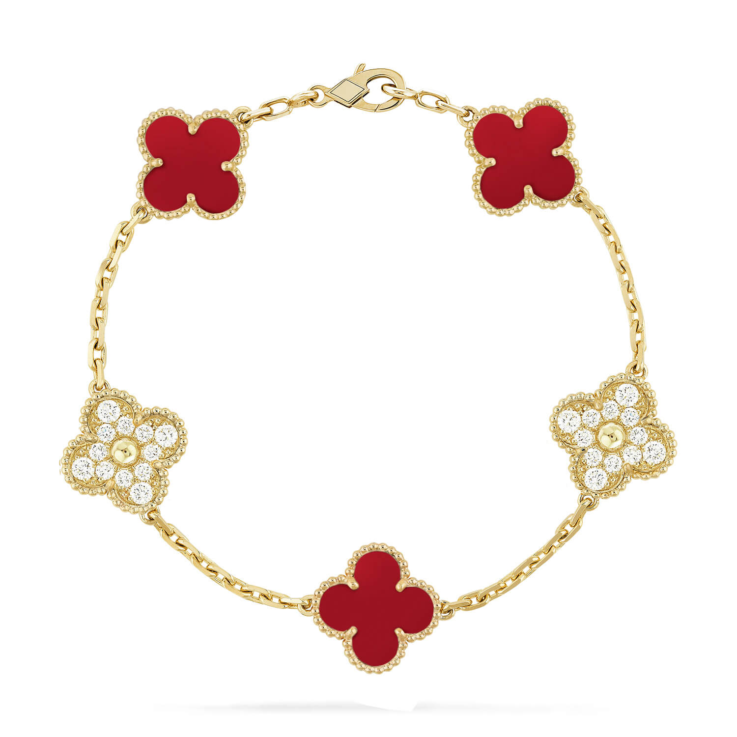 [Loco]New  CLOVER 5 MOTIF RED CORNELIAN BRACELET COLLECTION