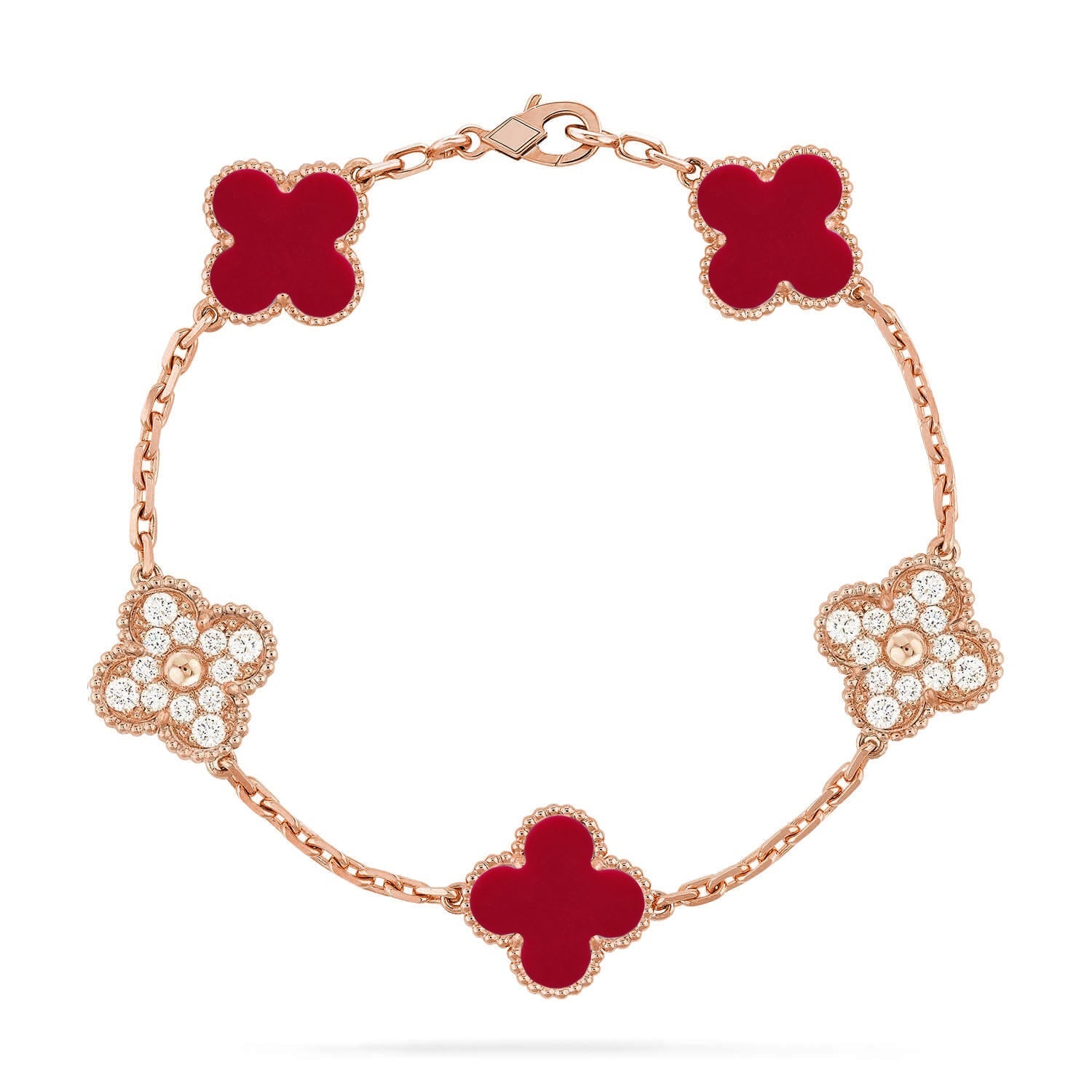 [Loco]New  CLOVER 5 MOTIF RED CORNELIAN BRACELET COLLECTION