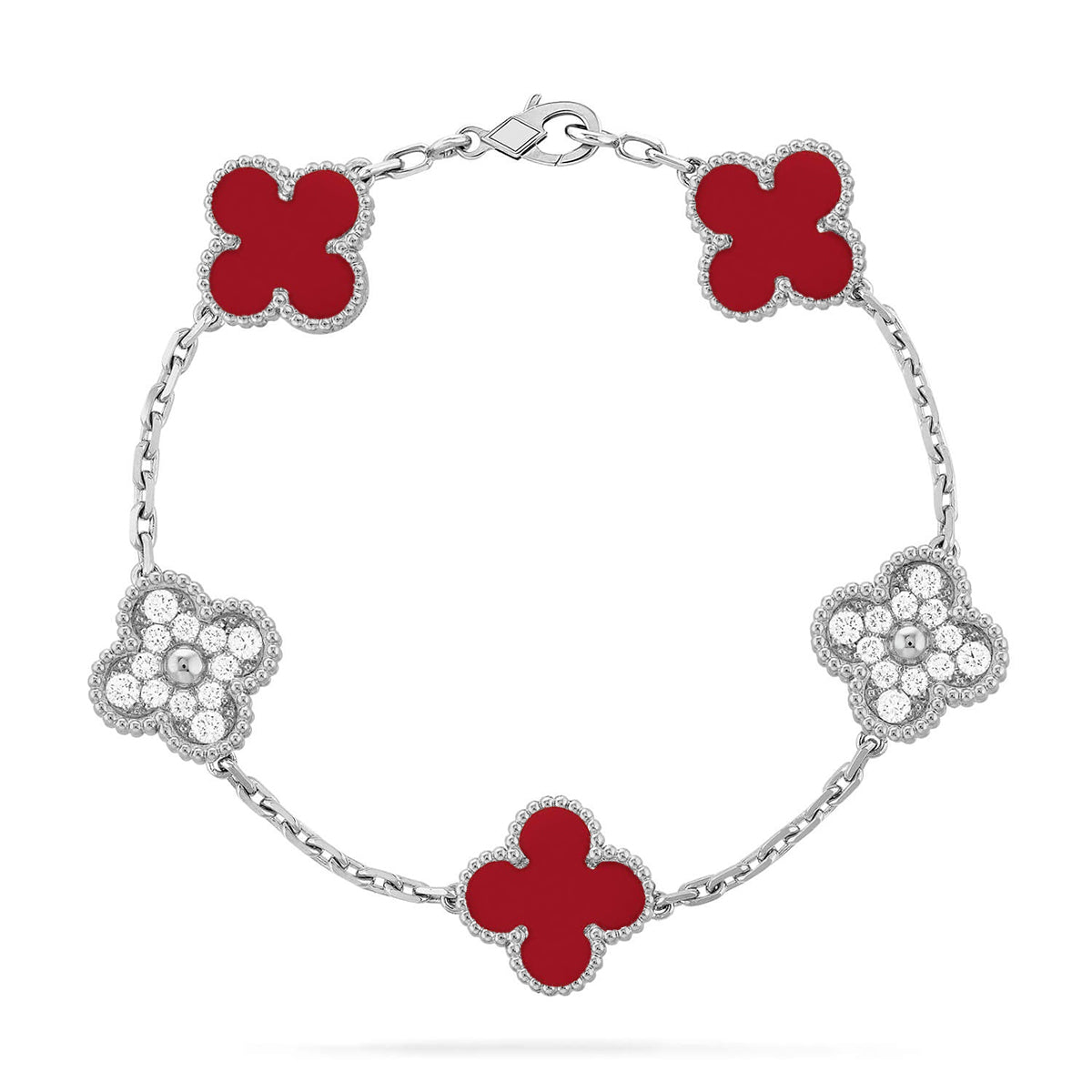 [Loco]New  CLOVER 5 MOTIF RED CORNELIAN BRACELET COLLECTION