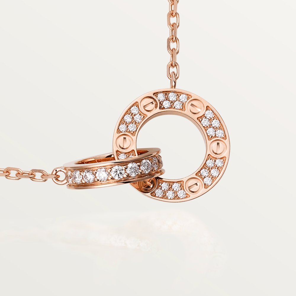 ¡®Loco¡¯LOVE 7.6MM NECKLACE ROSE GOLD AND SILVER  FULL DIAMOND