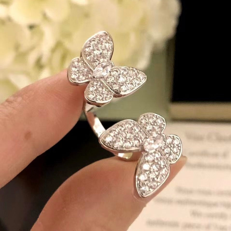 ¡®Loco¡¯TWIN SILVER BUTTERFLY DIAMOND RING