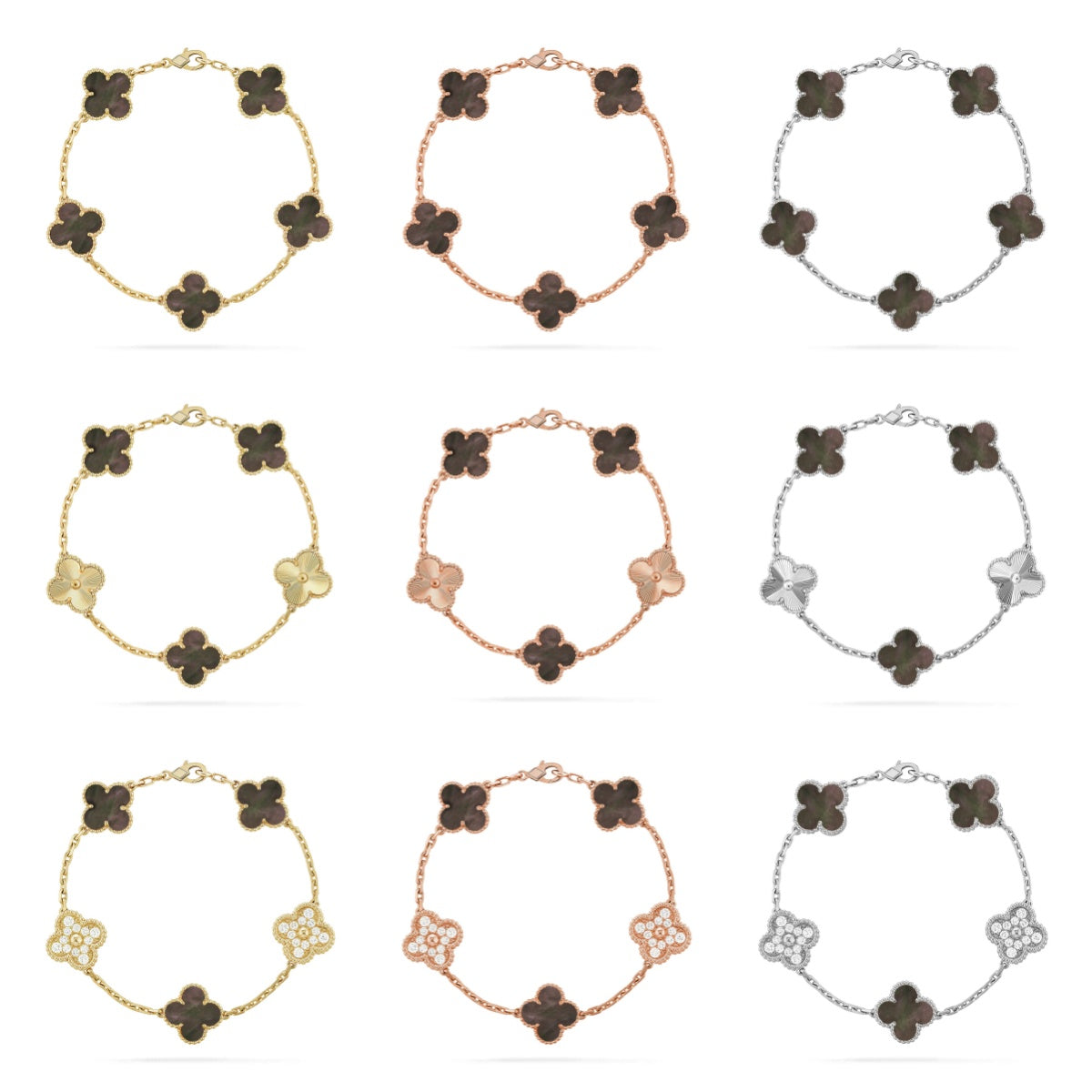 [Loco]New CLOVER 5 MOTIF GRAY MOP BRACELET COLLECTION