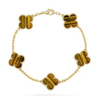 [Loco]New  CLOVER 5 MOTIFS TIGER EYE BRACELET COLLECTION