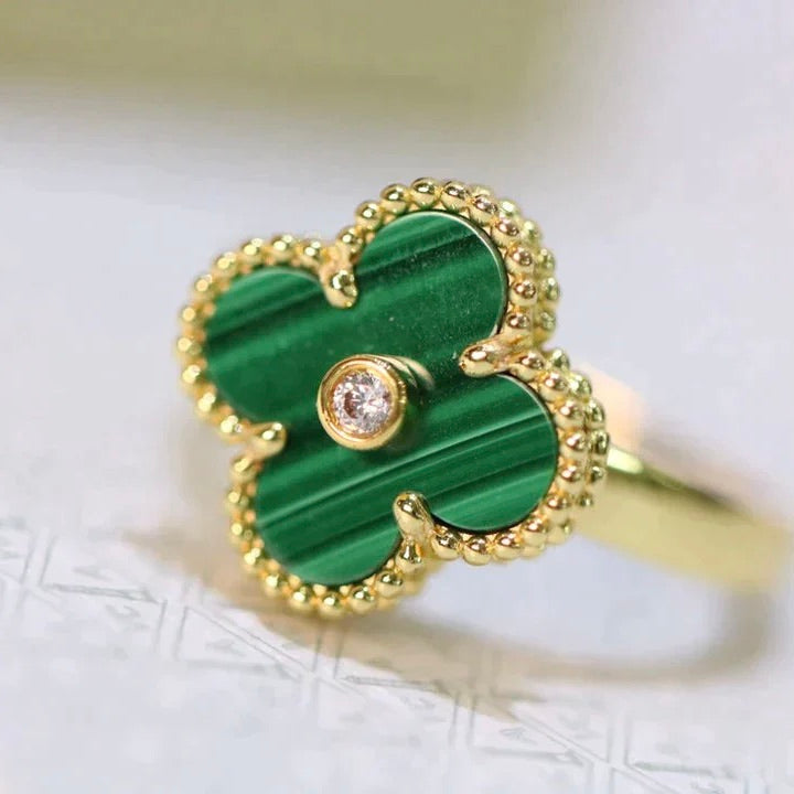 ¡®Loco¡¯CLOVER MALACHITE RING GOLD DIAMOND