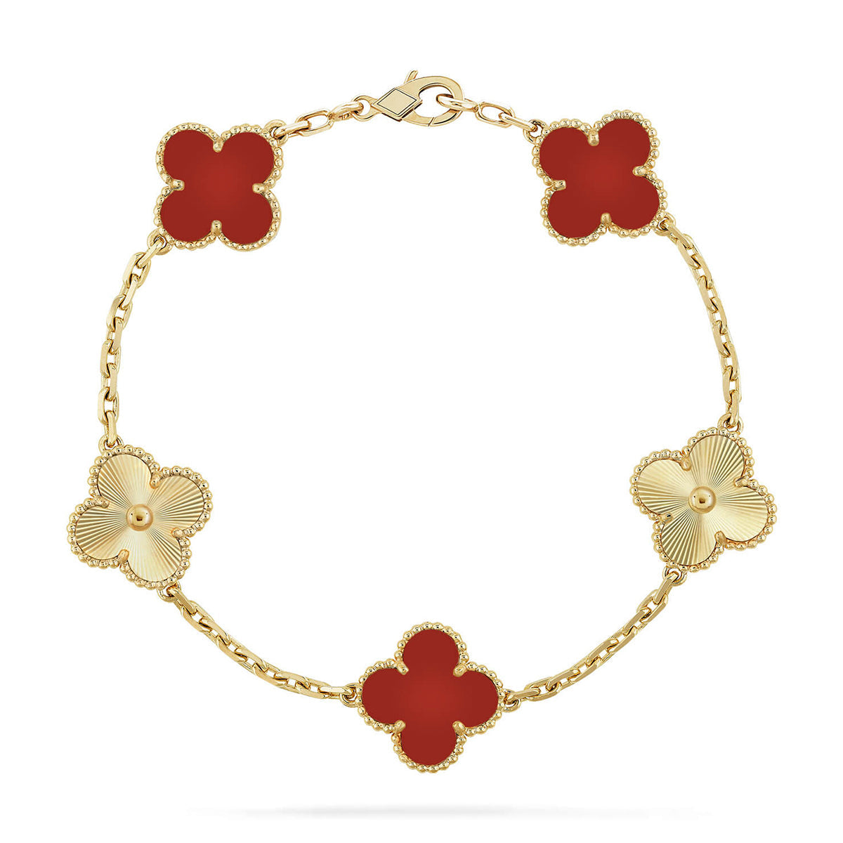 [Loco]New  CLOVER 5 MOTIF RED CORNELIAN BRACELET COLLECTION