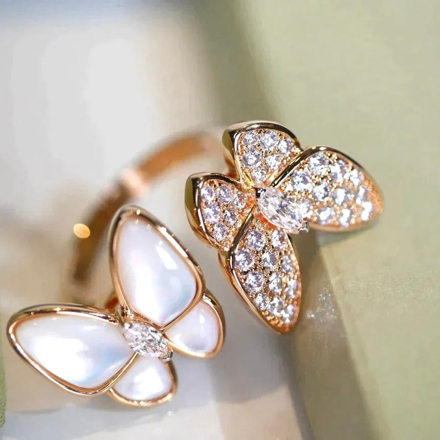 ¡®Loco¡¯TWIN BUTTERFLY DIAMOND MOP RING