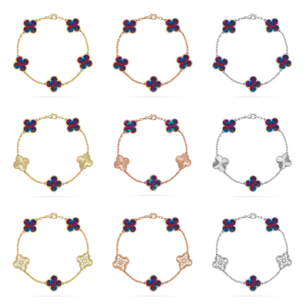 [Loco]New CLOVER 5 MOTIF COLOR GEMSTONES BRACELET COLLECTION