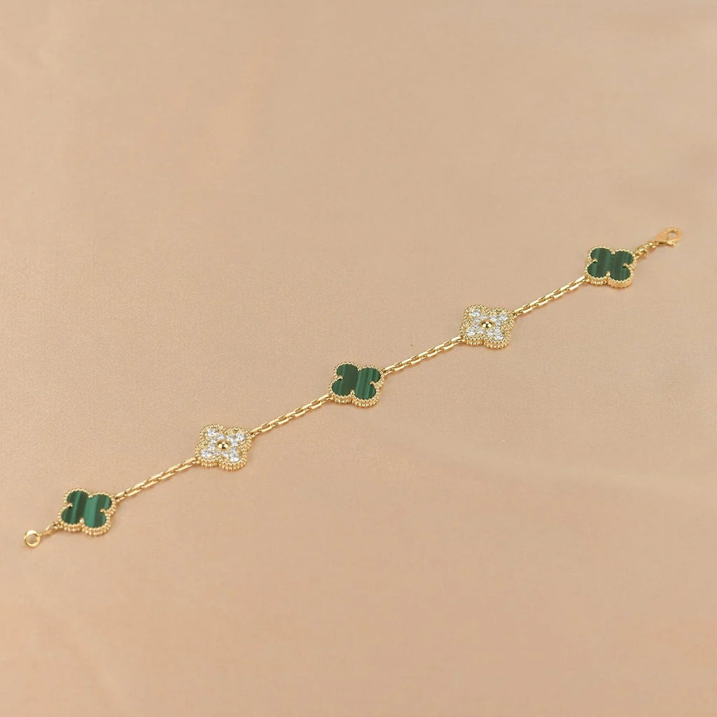 [Loco]New  CLOVER 5 MOTIF MALACHITE BRACELET COLLECTION