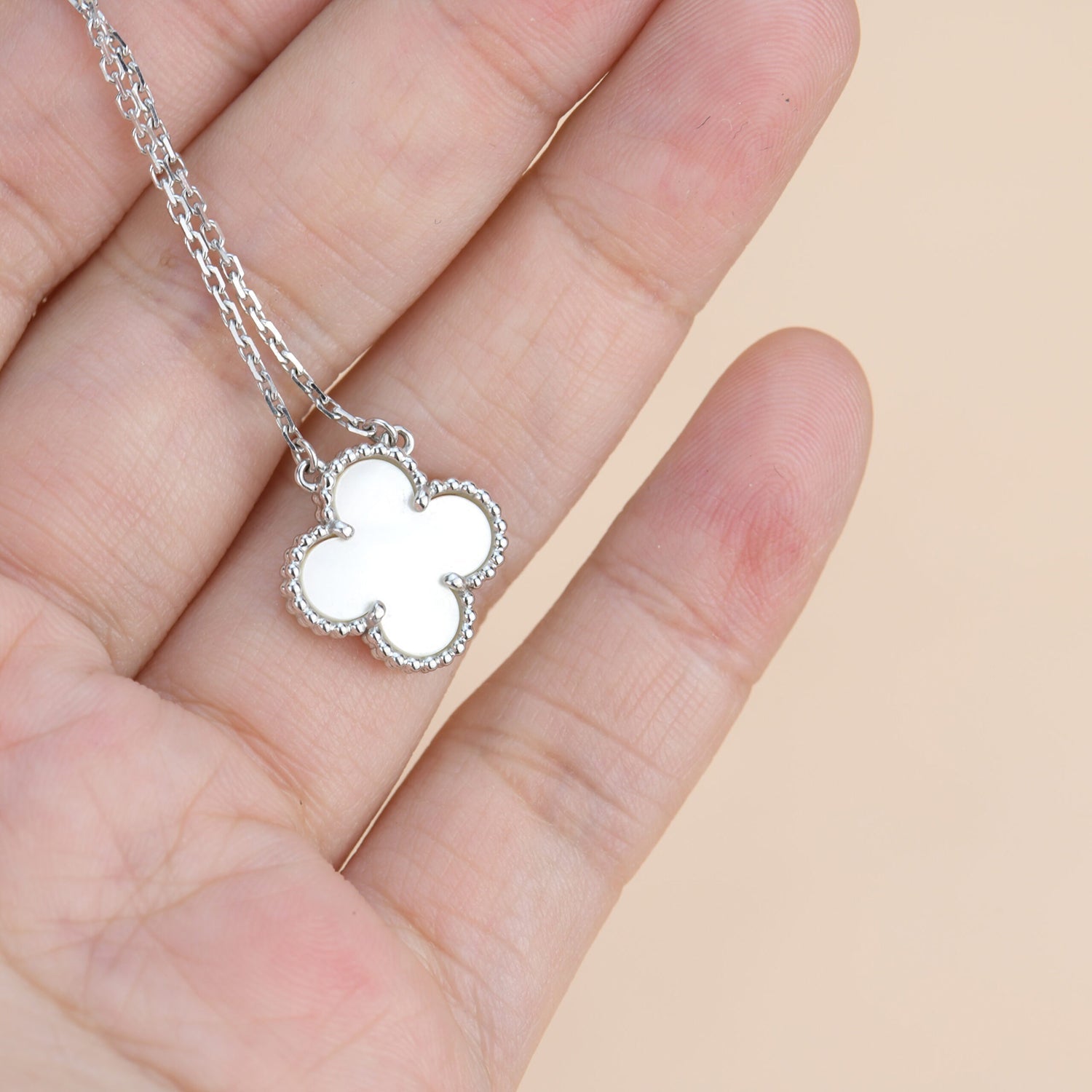 ¡®Loco¡¯CLOVER  15MM WHITE MOTHER-OF-PEARL SILVER