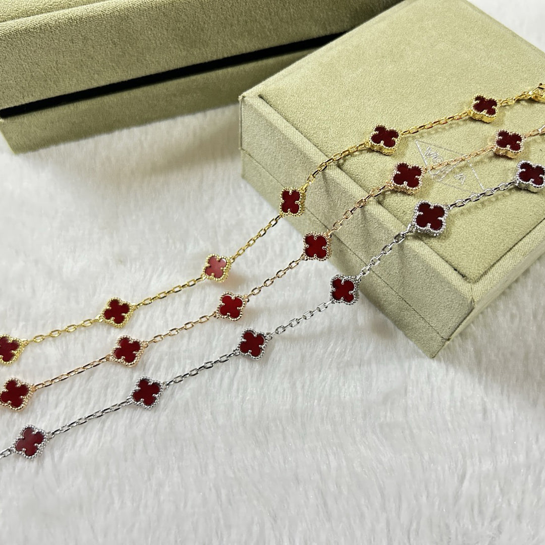[¡®Loco¡¯]CLOVER 6 MOTIF RED AGATE BRACELET