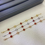[¡®Loco¡¯]CLOVER 6 MOTIF RED AGATE LASER BRACELET