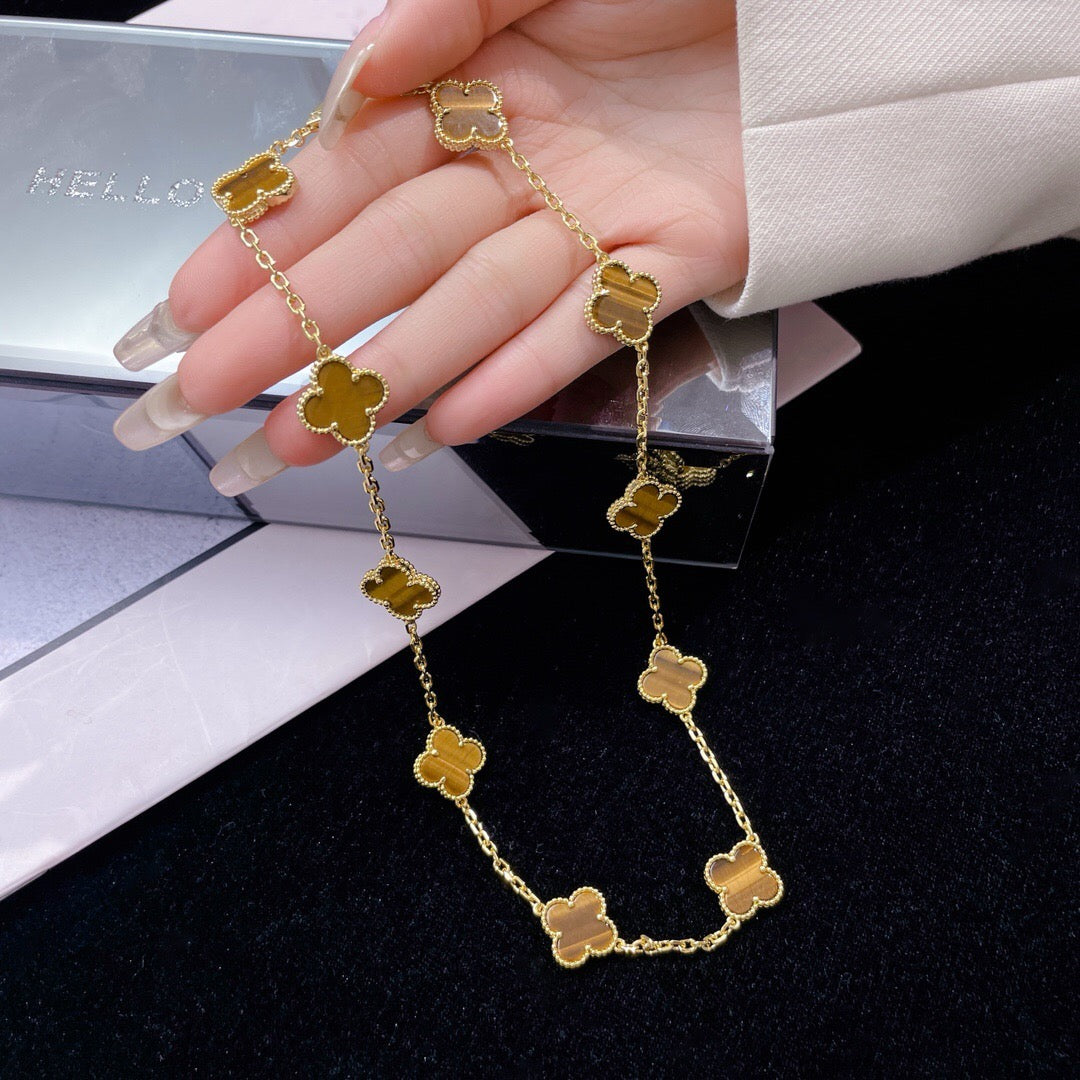 ¡®Loco¡¯CLOVER 10 MOTIFS TIGER EYE NECKLACE