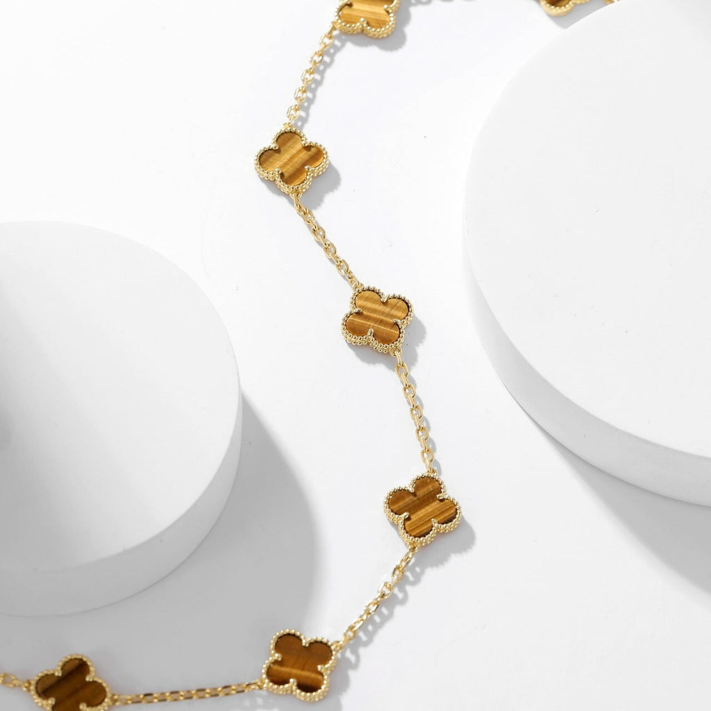 ¡®Loco¡¯CLOVER 10 MOTIFS TIGER EYE NECKLACE