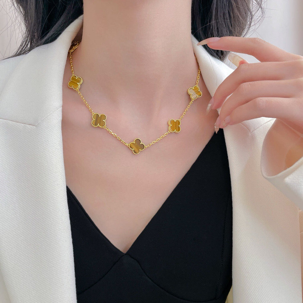 ¡®Loco¡¯CLOVER 10 MOTIFS TIGER EYE NECKLACE