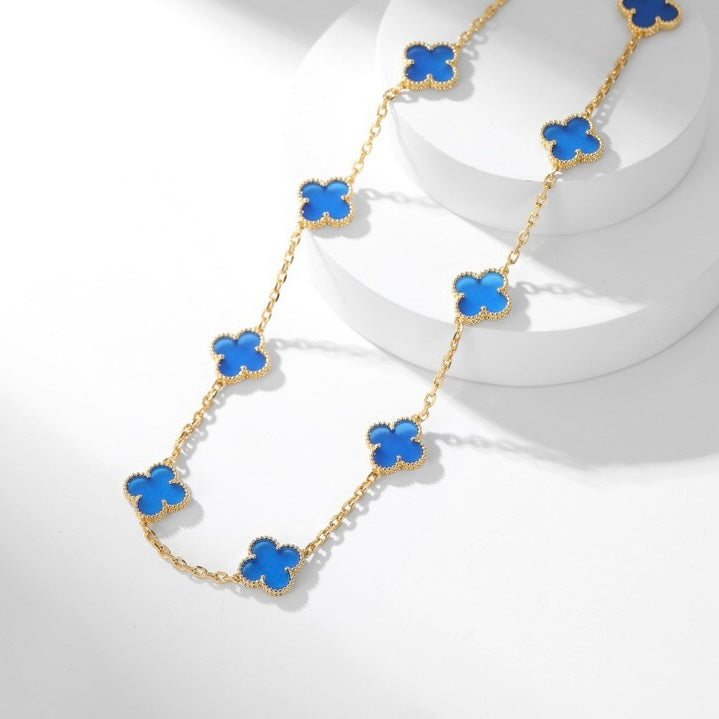 ¡®Loco¡¯CLOVER 10 MOTIFS BLUE AGATE NECKLACE