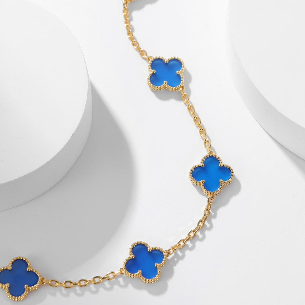 ¡®Loco¡¯CLOVER 10 MOTIFS BLUE AGATE NECKLACE