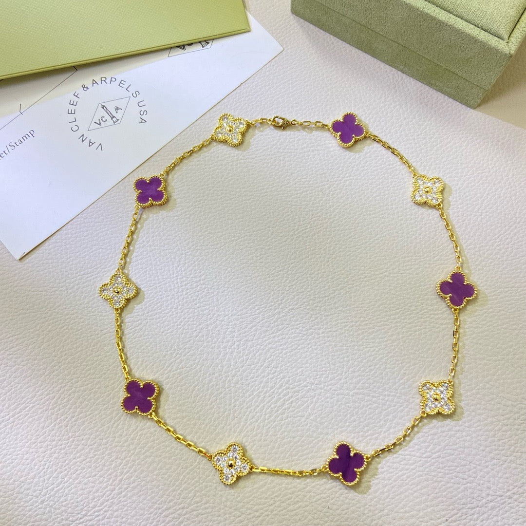 ¡®Loco¡¯CLOVER 10 MOTIFS  PURPLE VIOLET DIAMOND NECKLACE