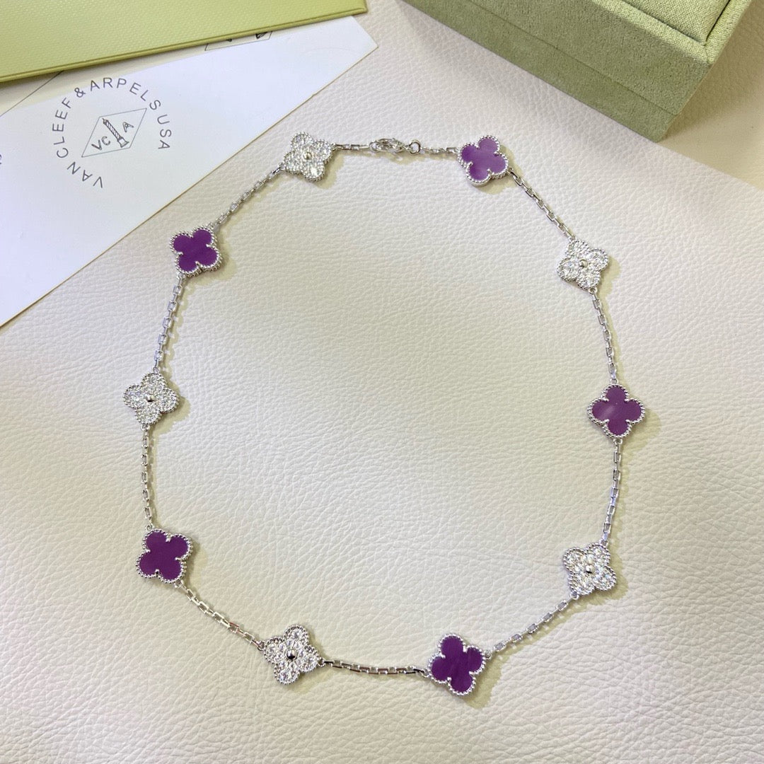 ¡®Loco¡¯CLOVER 10 MOTIFS  PURPLE VIOLET DIAMOND NECKLACE