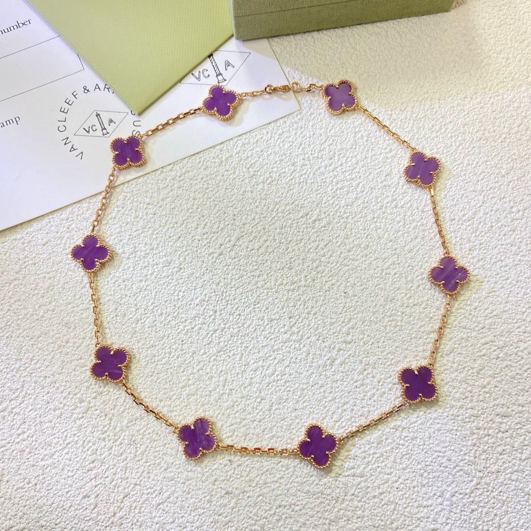 ¡®Loco¡¯CLOVER 10 MOTIFS  PURPLE VIOLET  NECKLACE