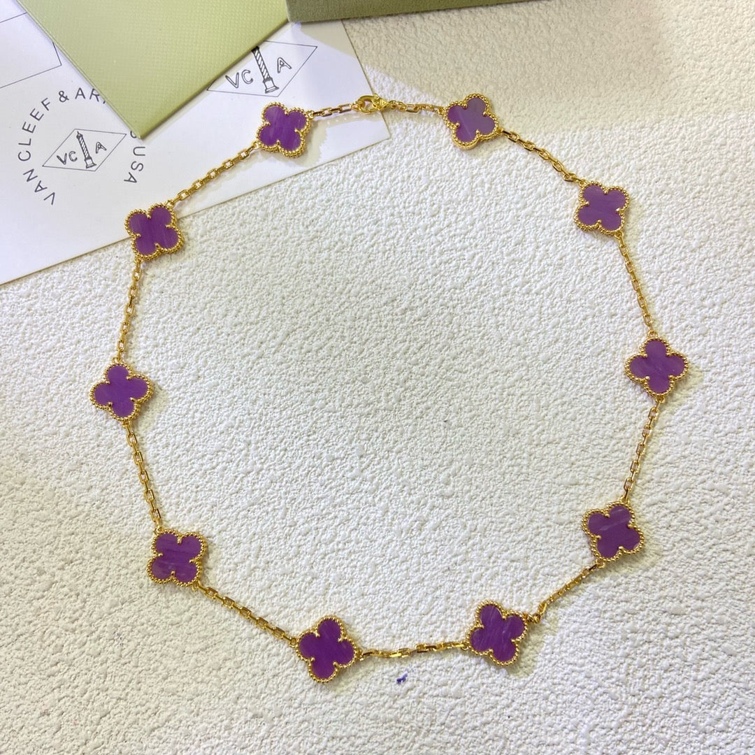 ¡®Loco¡¯CLOVER 10 MOTIFS  PURPLE VIOLET  NECKLACE