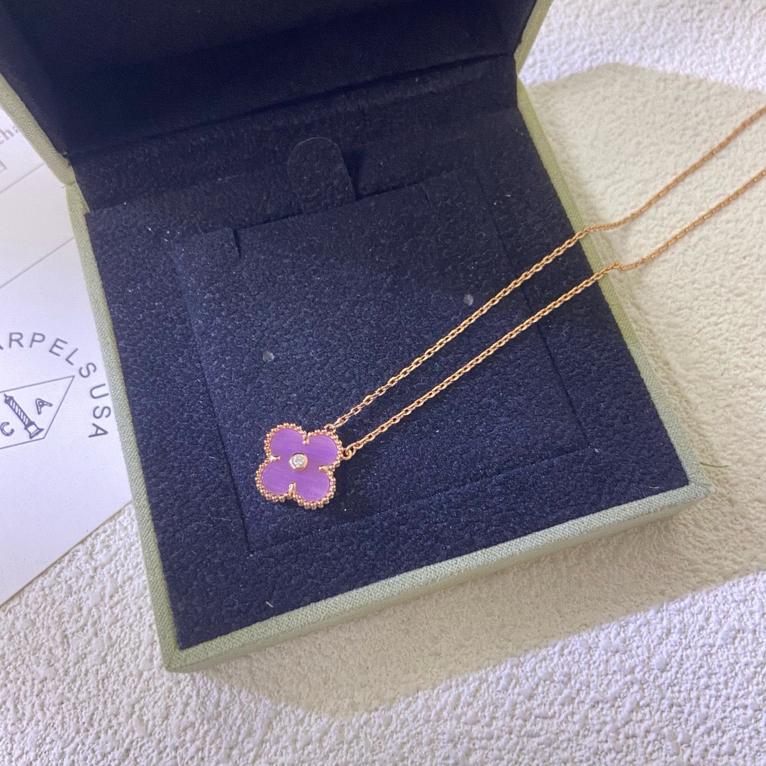 ¡®Loco¡¯CLOVER 15MM DIAMOND  PURPLE VIOLET NECKLACE