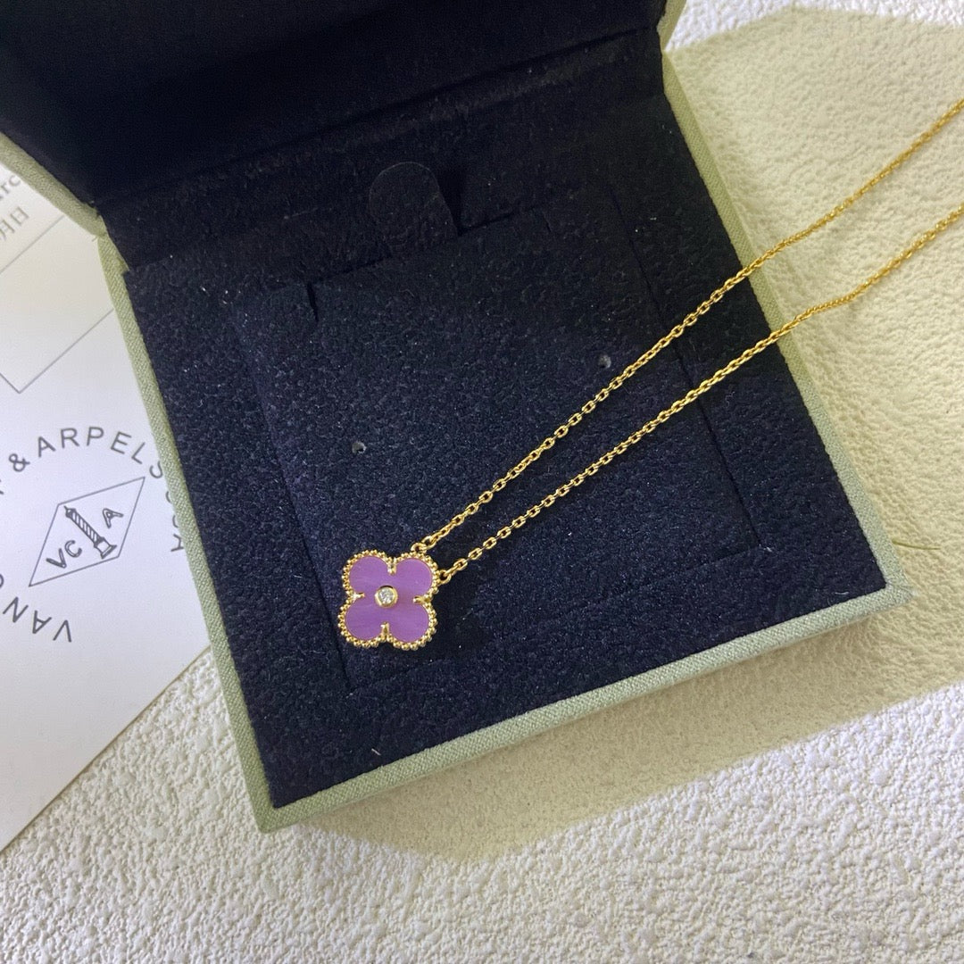 ¡®Loco¡¯CLOVER 15MM DIAMOND  PURPLE VIOLET NECKLACE