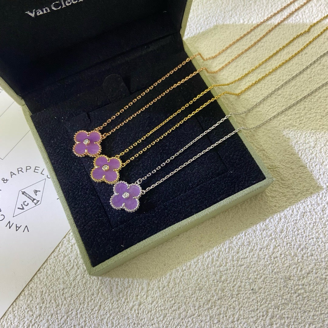 ¡®Loco¡¯CLOVER 15MM DIAMOND  PURPLE VIOLET NECKLACE