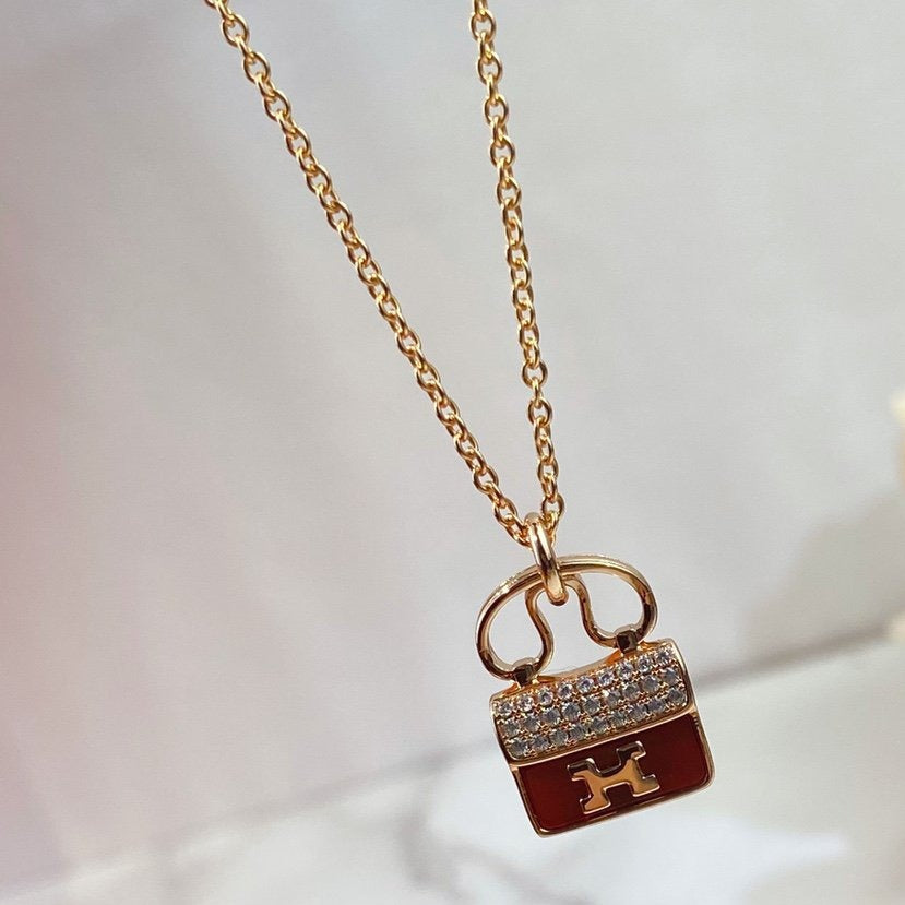 ¡®Loco¡¯CONSTANCE RED PEDANT PINK GOLD NECKLACE