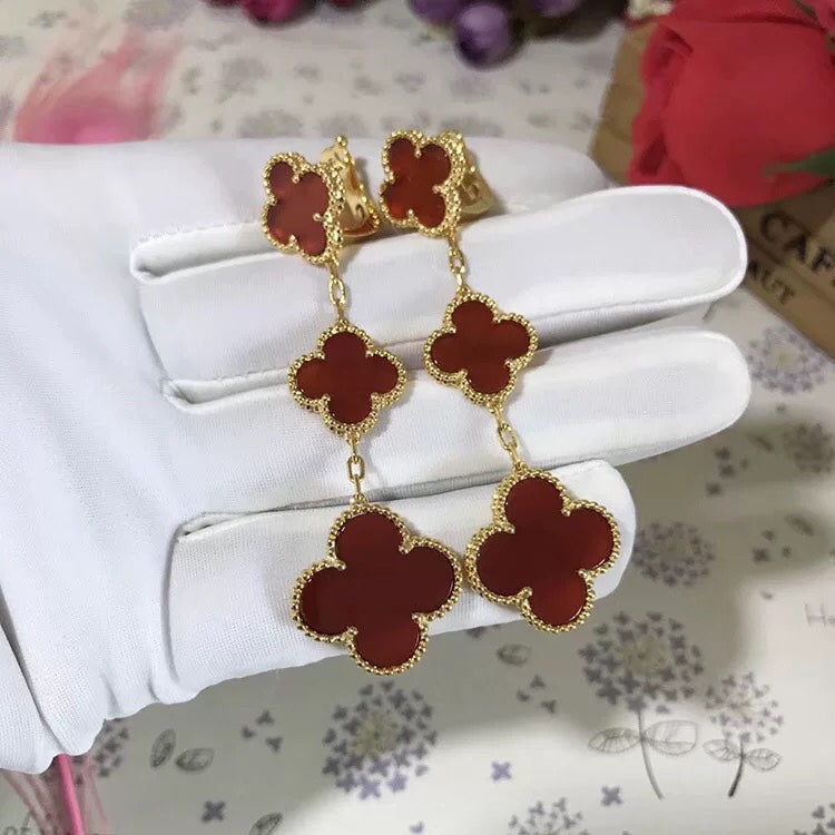 ¡®Loco¡¯CLOVER 3 MOTIF CARNELIAN DROP EARRINGS