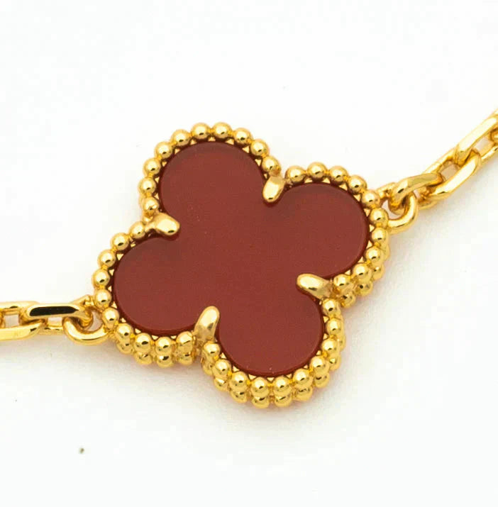 [Loco]New  CLOVER 5 MOTIF RED CORNELIAN BRACELET COLLECTION