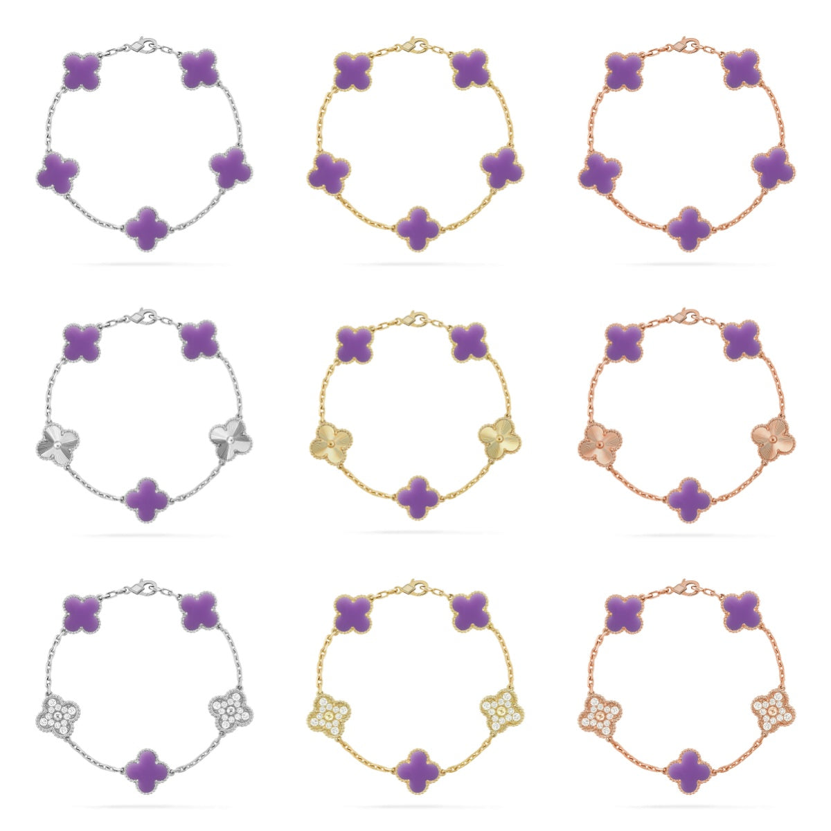 [Loco]New CLOVER 5 MOTIF LIGHT PURPLE BRACELET COLLECTION