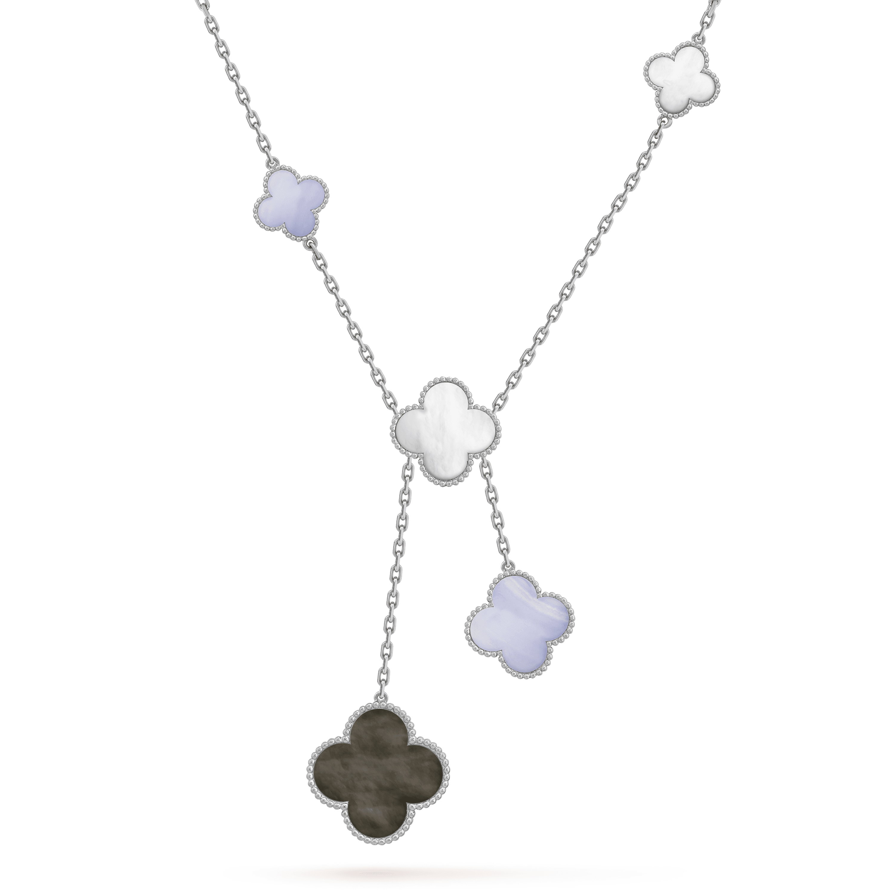 ¡®Loco¡¯CLOVER MOP CHALCEDONY NECKLACE SILVER 6 MOTIF