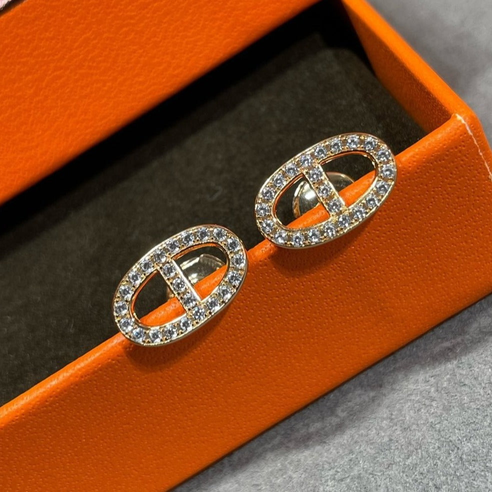 ¡®Loco¡¯HM FULL DIAMOND PIG NOSE STUD EARRINGS
