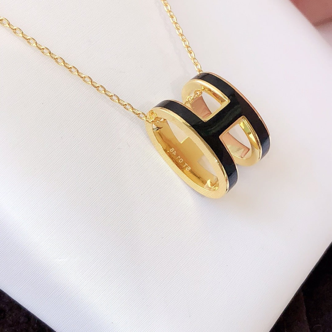 ¡®Loco¡¯HM CLIC BLACK ENAMEL GOLD NECKLACE
