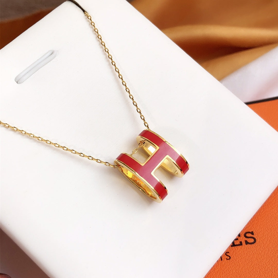 ¡®Loco¡¯HM CLIC RED ENAMEL GOLD NECKLACE
