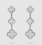 ¡®Loco¡¯CLOVER 3 MOTIF DIAMOND SILVER DROP EARRINGS