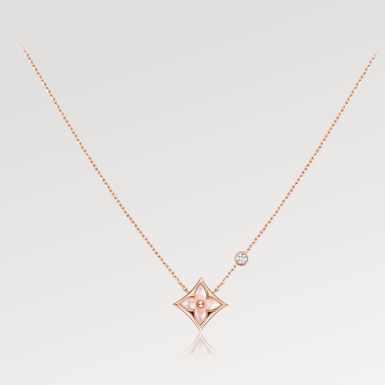¡®Loco¡¯STAR PINK MOP 1 DIAMOND PINK GOLD NECKLACE