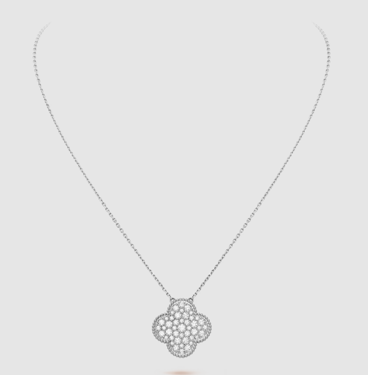 ¡®Loco¡¯CLOVER 25MM LARGE PENDANT DIAMOND PAVED SILVER NECKLACE