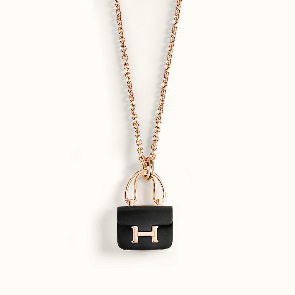 ¡®Loco¡¯CONSTANCE BLACK PEDANT PINK GOLD NECKLACE