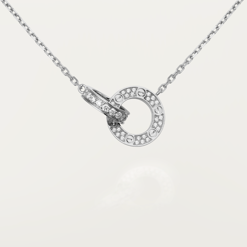 ¡®Loco¡¯LOVE 7.6MM NECKLACE ROSE GOLD AND SILVER  FULL DIAMOND