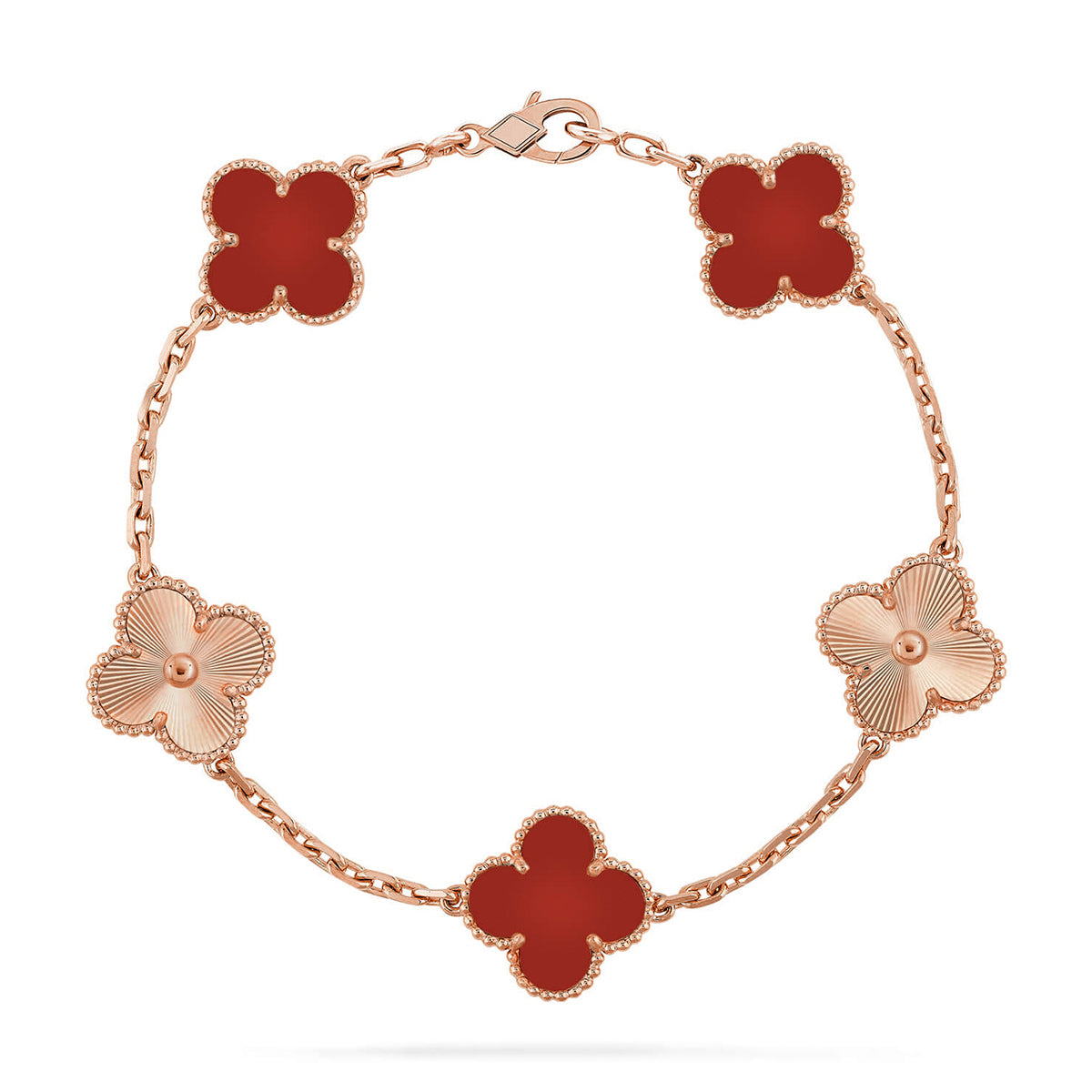 [Loco]New  CLOVER 5 MOTIF RED CORNELIAN BRACELET COLLECTION
