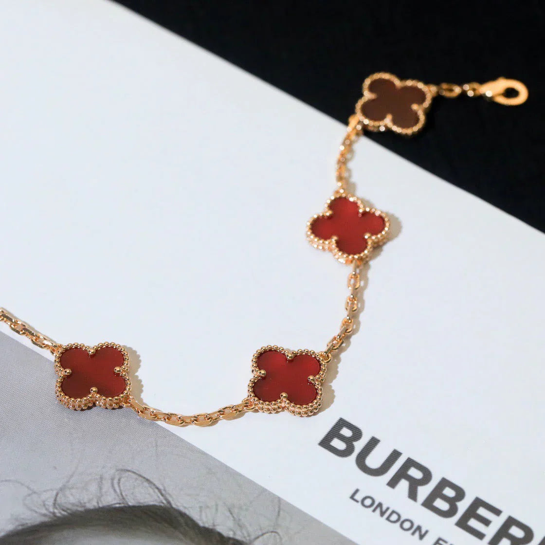 [Loco]New  CLOVER 5 MOTIF RED CORNELIAN BRACELET COLLECTION