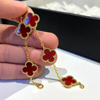 [Loco]New  CLOVER 5 MOTIF RED CORNELIAN BRACELET COLLECTION