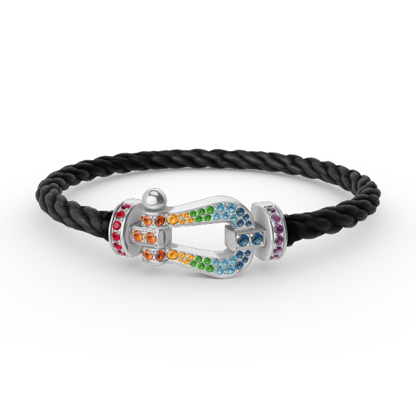 ¡®Loco¡¯FORC LARGE HORSESHOE  COLORED DIAMOND BRACELET SILVER