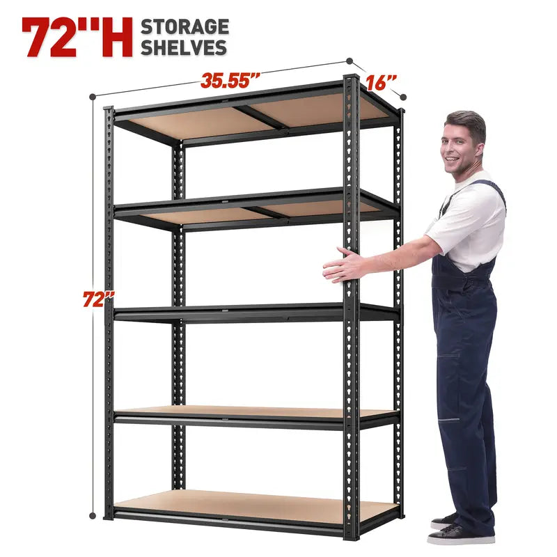 2000LBS Garage Shelving Storage Shelves Heavy Duty Shelving 5 Tier Metal Shelving Units For Garage Shelves 72"H X35.5"W X 15.8"D,