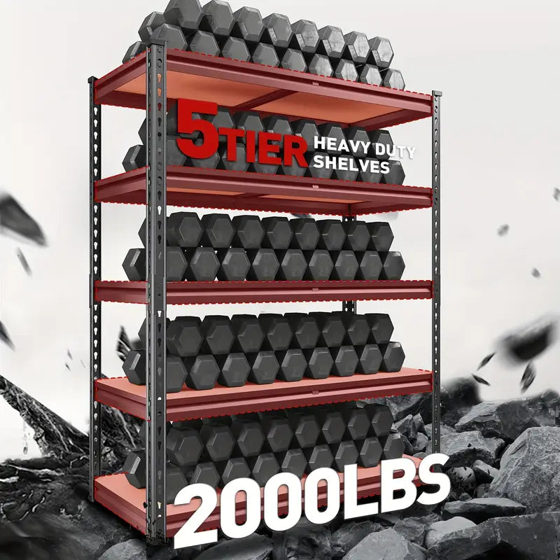 2000LBS Garage Shelving Storage Shelves Heavy Duty Shelving 5 Tier Metal Shelving Units For Garage Shelves 72"H X35.5"W X 15.8"D,