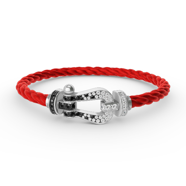 ¡®Loco¡¯FORCE LARGE HORSESHOE BLACK WHITE DIAMOND BRACELET SILVER