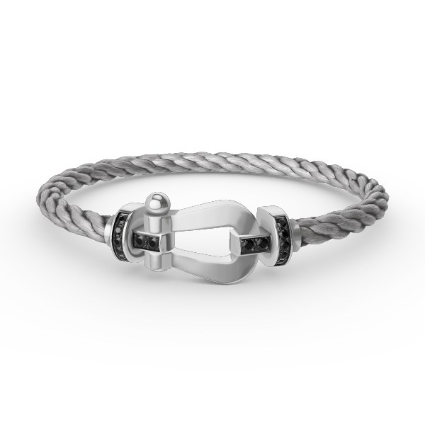 ¡®Loco¡¯FORCE LARGE HORSESHOE BLACK DIAMOND BRACELET SILVER