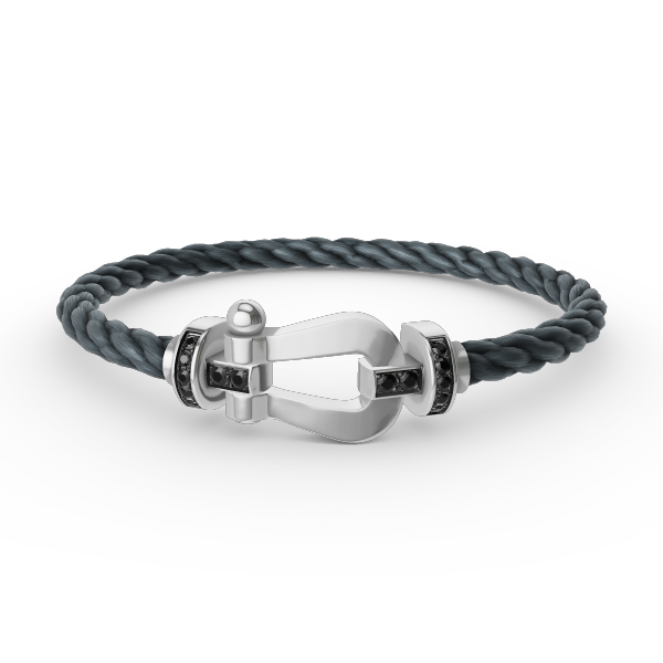¡®Loco¡¯FORCE LARGE HORSESHOE BLACK DIAMOND BRACELET SILVER