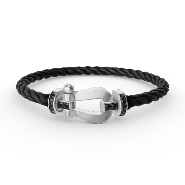 ¡®Loco¡¯FORCE LARGE HORSESHOE BLACK DIAMOND BRACELET SILVER